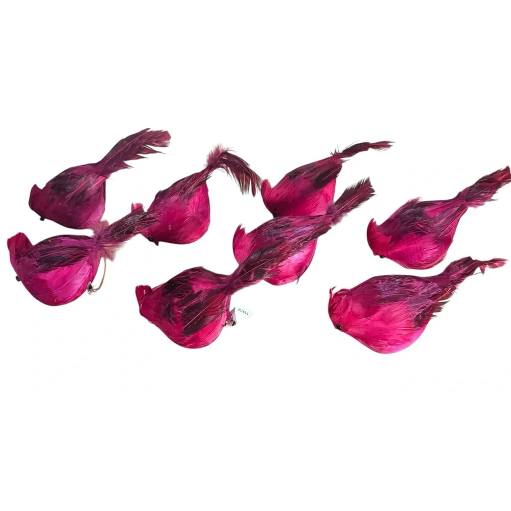Real Feather Cardinal Craft Bird Ornaments Christmas Holiday Lot of 8 Wreath